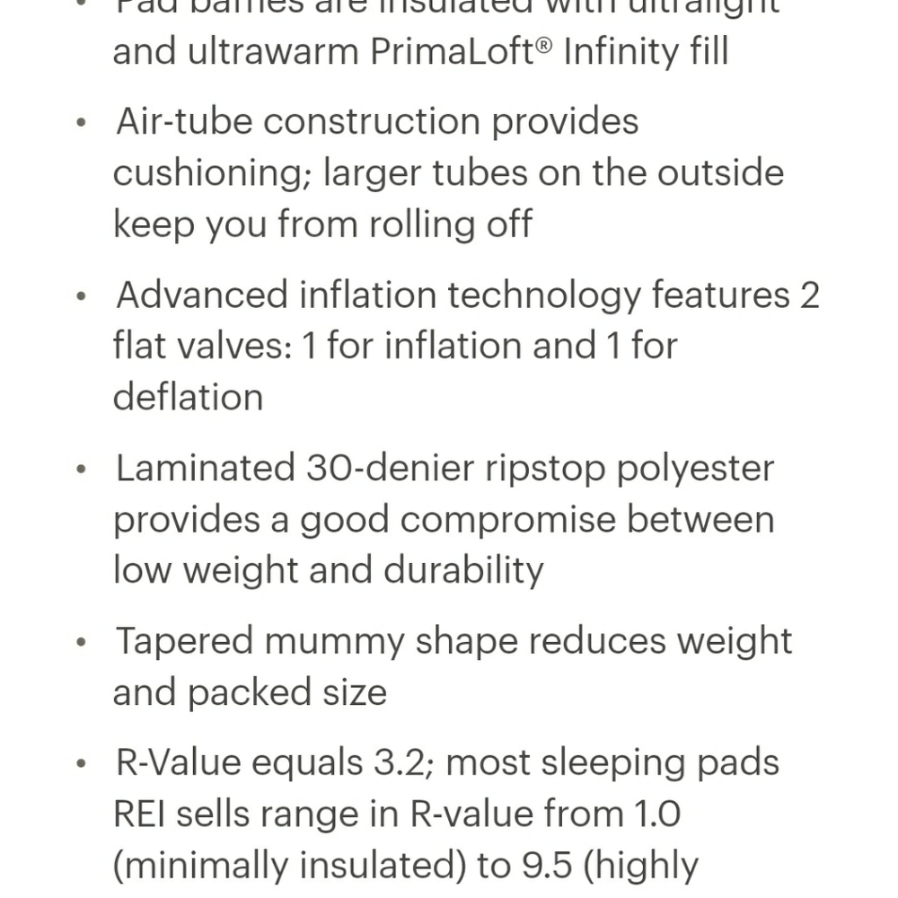 sleeping pad REI Brand FLASH insulated air sleeping pad - Picture 9 of 9